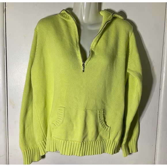 Taylor Marcs Yellow Zipper V Neck Front Pocket Sweater XL - Picture 1 of 5